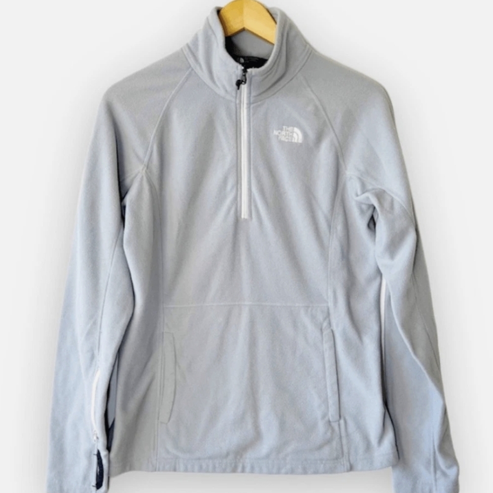 ❤️‍🔥 The North Face Large Womens Light Gray/silver Fleece Zip Up Pullover